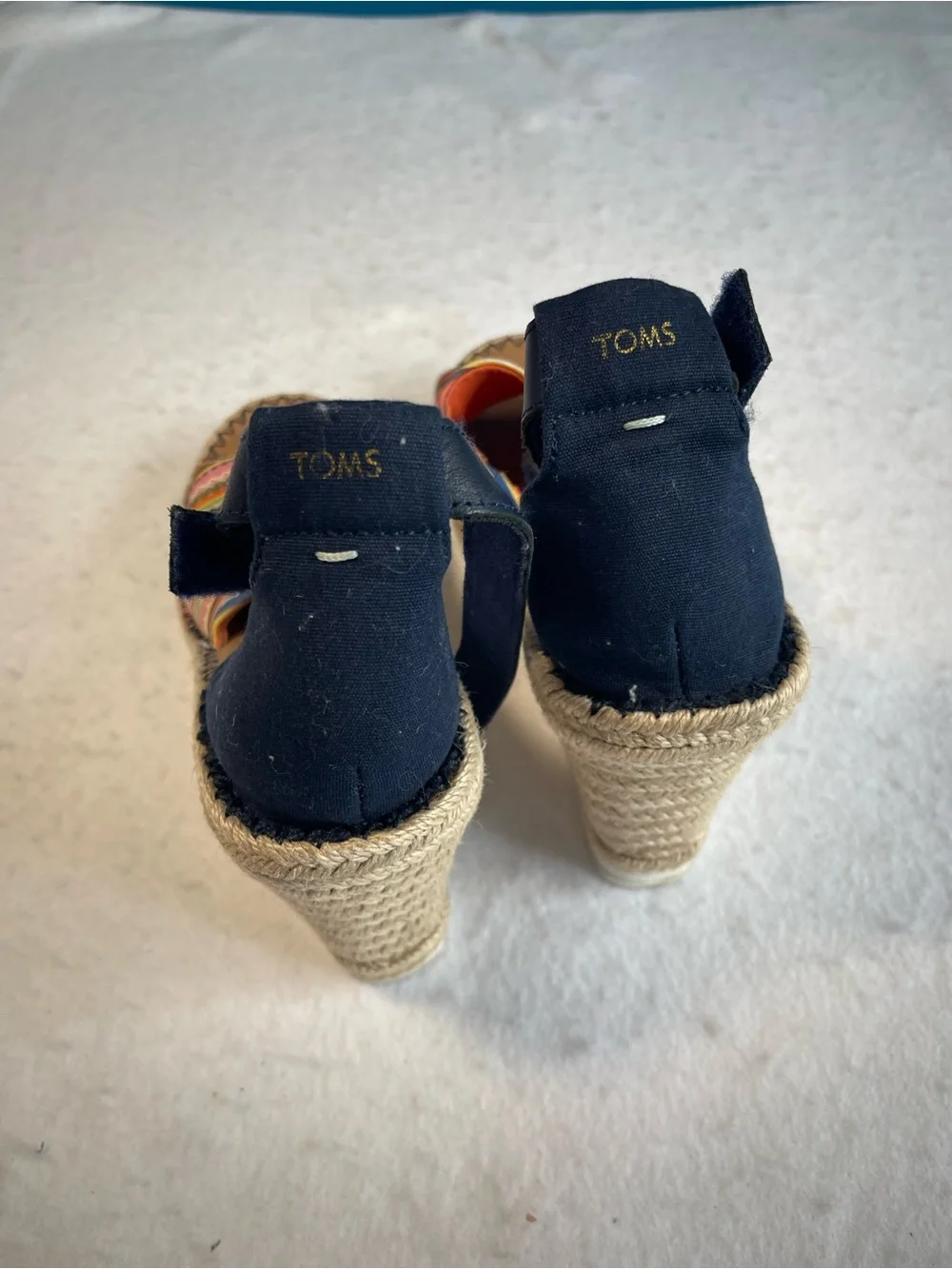 TOMS Women’s Colorful Stripe Espadrille Wedge Sandals Ankle Strap Size 9.5